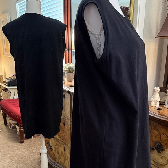 Eileen Fisher Organic Cotton Oversized Black Mini Dress - Picture 3 of 9